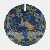 Bird Artwork Crested chinese borduurwerk Glas Ornament (Achterkant)