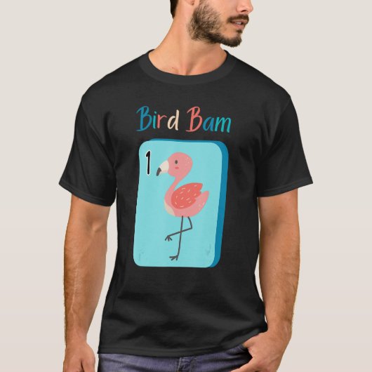 Bird Bam Mahjong Fun Flamingo voor Mah Jong Speler T-shirt (Voorkant)