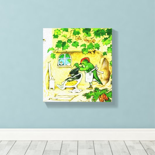 Bird Barber Canvas Afdruk (Insitu (Houten vloer))