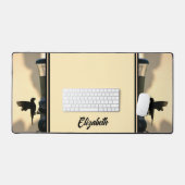 Bird Black Silhouette Golden Yellow Personnalisabl (Clavier et souris)