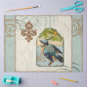 Bird Blue Yellow French Elegant Decoupage Tissuepapier (Craft)
