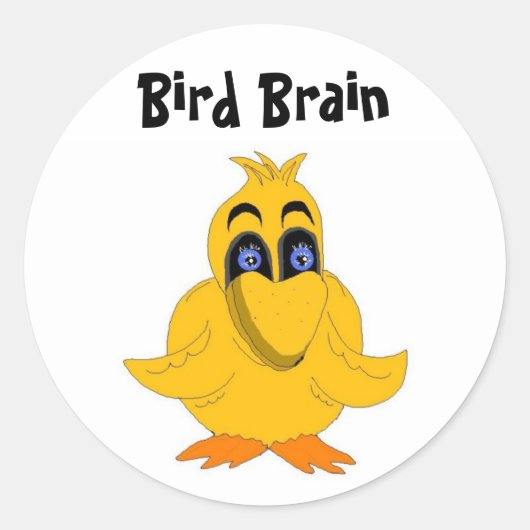 Bird Brain Funny Gezegde Ronde Sticker (Voorkant)