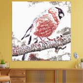 Bird, Bullfinch, Male Canvas Afdruk (Insitu (Woonkamer))