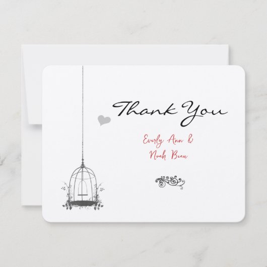  Bird Cage Red Accents Weddenschap Bedankt (Voorkant)