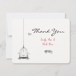 Bird Cage Red Accents Weddenschap Bedankt