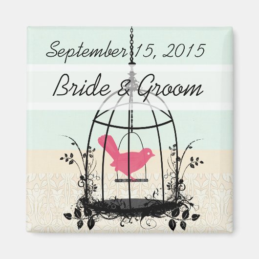 Bird Cage Wedding Stickers of Customize Magneet (Voorkant)