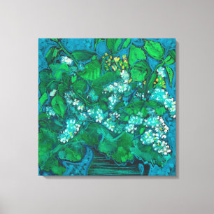 Bird Cherry Flowers Blossom Floral Pastel Painting Canvas Afdruk