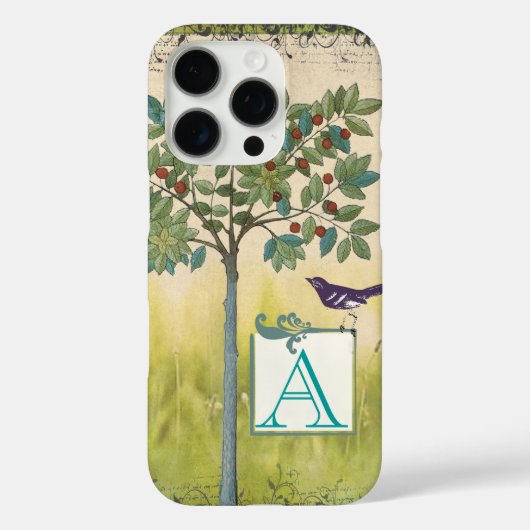  Bird Cherry Tree Monogram iPhone Case-Mate iPhone Case (Achterkant)
