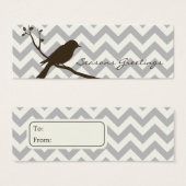 Bird Chevron Gift Labels, profielkaarten (grijs) Mini Visitekaartjes (Voorkant /achterkant)
