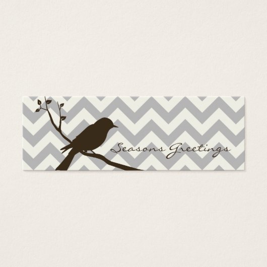 Bird Chevron Gift Labels, profielkaarten (grijs) Mini Visitekaartjes (Voorkant)
