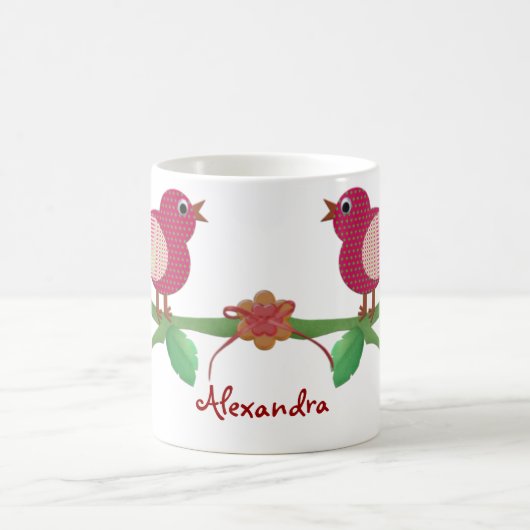Bird Collage Personaized Name Mok (Center)