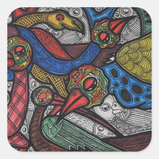 Bird Conference Vierkante Sticker (Voorkant)