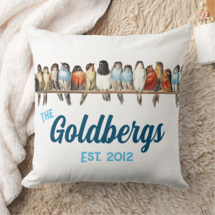 Bird Cottage French Farmhouse Nom du pays Coussin