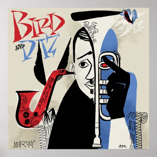 Bird & Diz  jazzillustratie Poster (Voorkant)