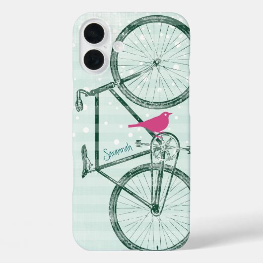 Bird Emerald Green Bike Pattern Case-Mate iPhone Case (Achterkant)