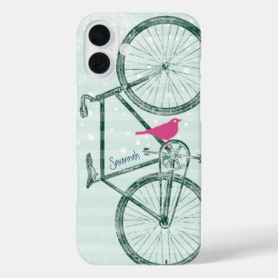 Bird Emerald Green Bike Pattern Iphone 5 16 Plus Hoesje