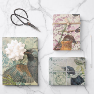 Bird Ephemera Decoupage Wrapping Paper