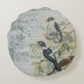 Bird Ephemera Ronde Kussen – Antiek (Achterkant)
