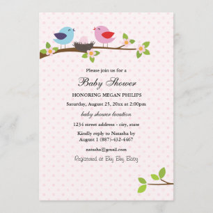 Bird Family Baby shower Uitnodiging
