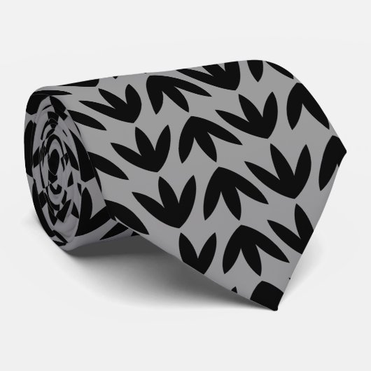 Bird Feet Pattern Black op Grey Stropdas (Opgerold)
