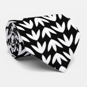 Bird Feet Pattern White op Black Stropdas (Opgerold)