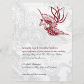 Bird & Floral Wedding Invitation Kaart (Voorkant / Achterkant)