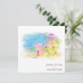 *~* Bird Flower Artsy AR12 QR FOTO RSVP Huwelijk Kaart (Staand voorkant)