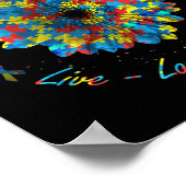 Bird Flower Ribbon Puzzle Live Love Autism Poster (Hoek)