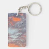 Bird Flying Pink Clouds Sky Photo Sleutelhanger (achterkant)