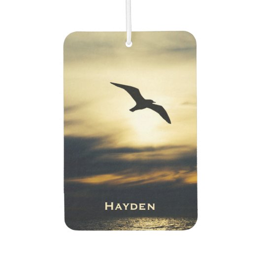 Bird Flying Silhouette Sunset Gepersonaliseerd Luchtverfrisser (Voorkant)