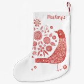 Bird Folk Art gepersonaliseerd Kleine Kerstsok (Achterkant)