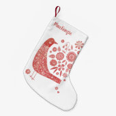 Bird Folk Art gepersonaliseerd Kleine Kerstsok (Voorkant (Hangend))