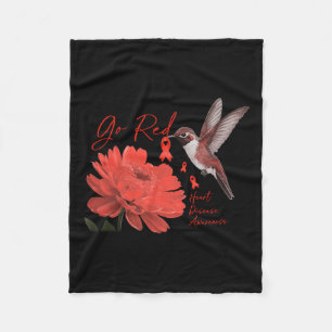 Bird Go Red voor vrouwen hartziekte maand Awarenes Fleece Deken