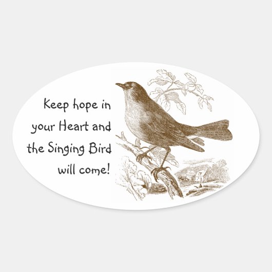  Bird Houd Hoop in je Hart Ovale Stickers (Voorkant)