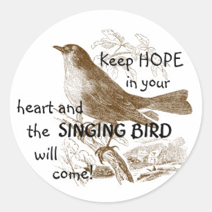 Bird Houd Hoop in je Hart Stickers