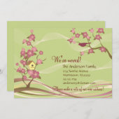 Bird House Moving Faire-part Carte Plat Vert (Devant / Derrière)