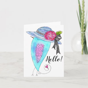 Bird in a Floral Casquette Bonjour carte de voeux