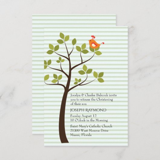 Bird in a Tree Baby Uitnodiging (Voorkant / Achterkant)