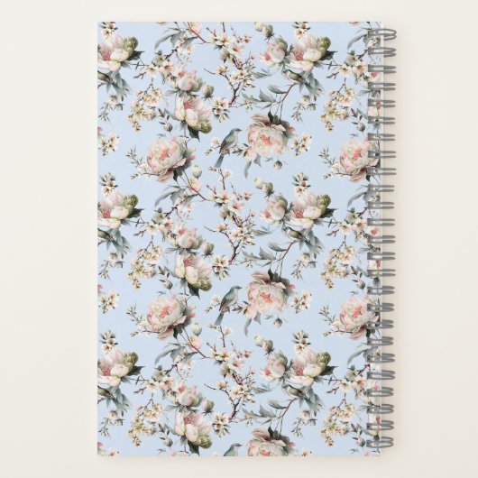 Bird in Blossom Blue Personalized Journal Notebook (Verso)