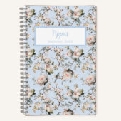 Bird in Blossom Blue Personalized Journal Notebook (Recto)