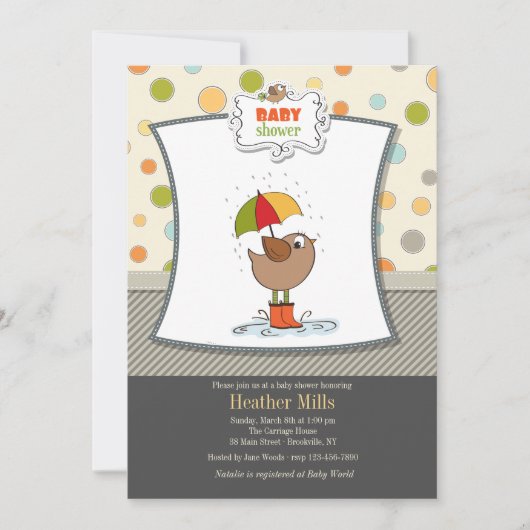 Bird in Boots Douche Uitnodiging (Voorkant)