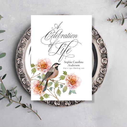 Bird in Flowers Celebration of Life Program Programma