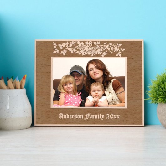 Bird in Nest op bloeiende boom Ornament Gegraveerde Lijstjes