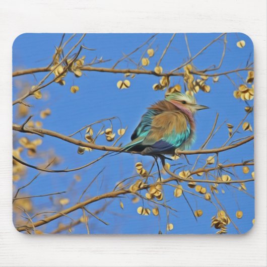 Bird in Tree and Blue Sky Photo Muismat (Voorkant)
