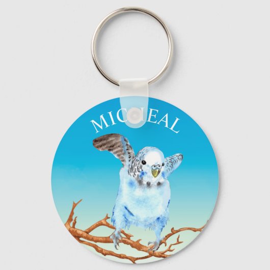 Bird Lover Parakeet Waterverf Gepersonaliseerd Sleutelhanger (Voorkant)