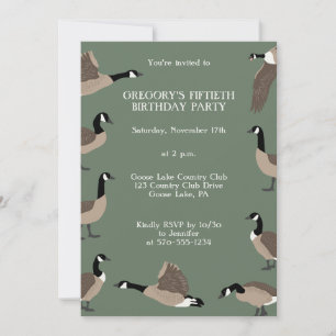 Bird Lovers Canada Geese Birthday Party Invitation Kaart