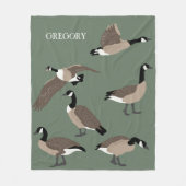 Bird Lovers Canada Geese Illustration Personalized Fleece Deken (Voorkant)