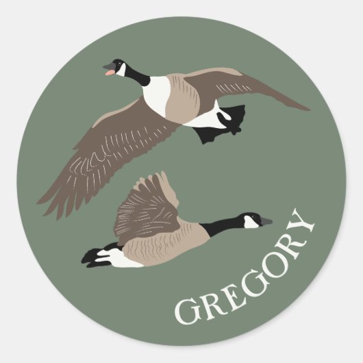 Bird Lovers Canada Geese Illustration Personalized Ronde Sticker (Voorkant)