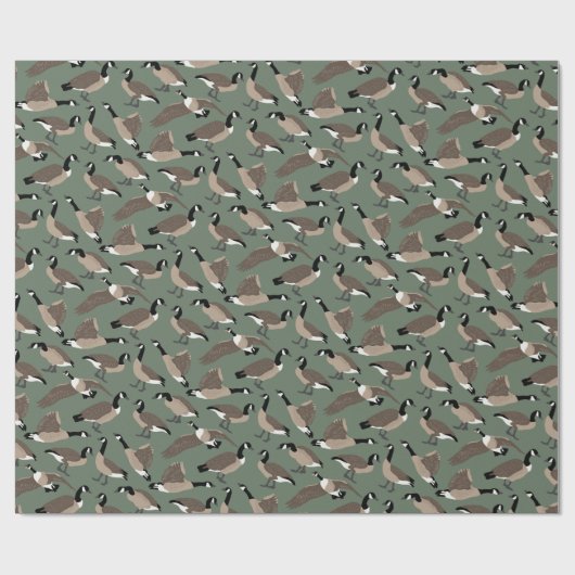 Bird Lovers Canada Geese Pattern Sage Green Cadeaupapier (Vlak)