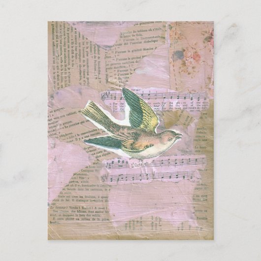 Bird Mixed Media Collage Briefkaart (Voorkant)